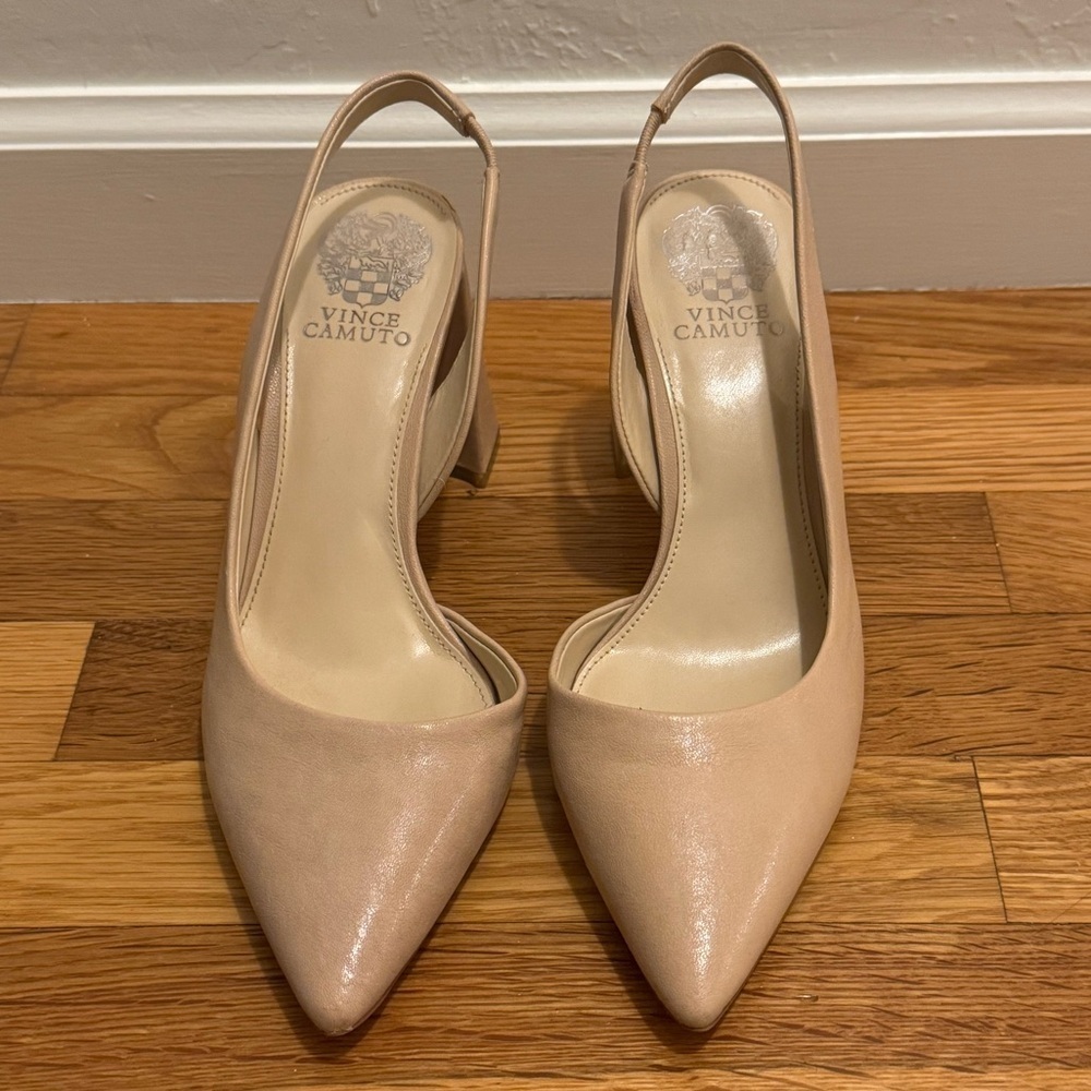 Vince Camuto Nude Neutral Slingback Pointed Toe Pump High Heel Shoes 9.5 9 1/2